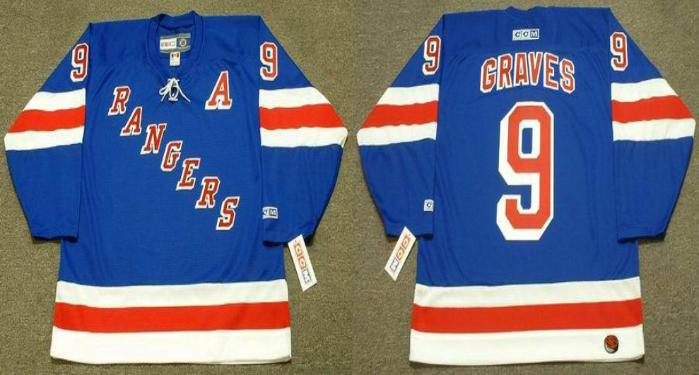 2019 Men New York Rangers 9 Graves blue style #3 CCM NHL jerseys->new york rangers->NHL Jersey